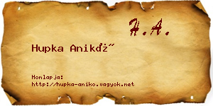 Hupka Anikó névjegykártya